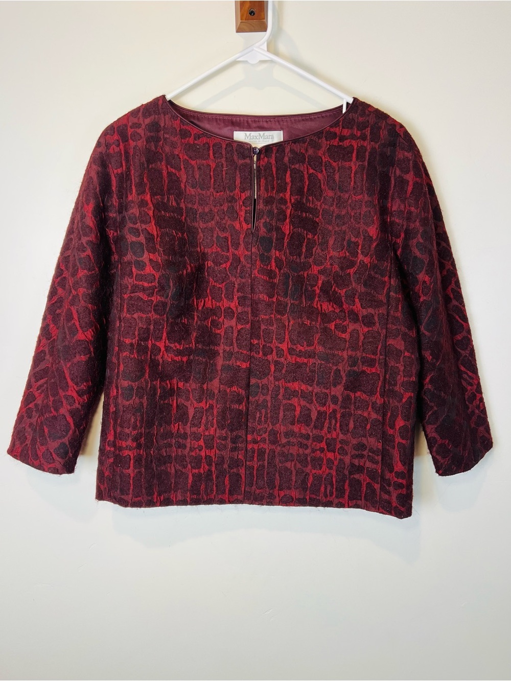 Max Mara Red Abstract Print Textured Blouse 4